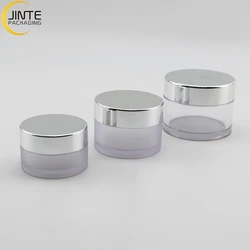 Refillable Plastic Clear Round Jar With Silver Gold Lid For Acrylic Powder Jar Pot For Cosmetic Packaging 0.5oz  2oz