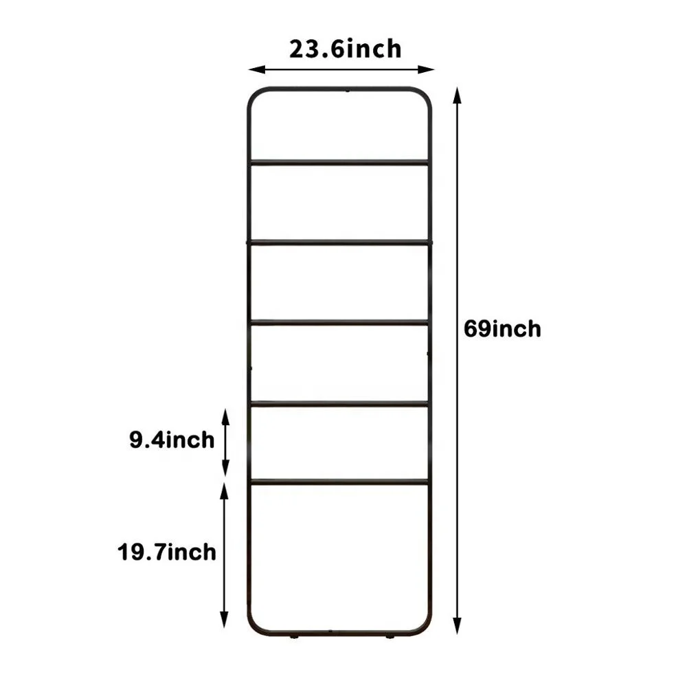 Metal Black Blanket Towel Ladder Carpet Stand Scarves Display Leaning Ladder Rack