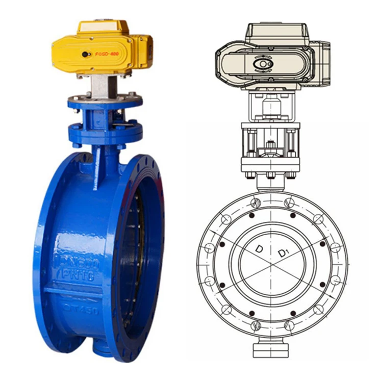 DN50~DN300 Electric Actuator Flange Butterfly Valve for Water Butterfly Valve DN80 Flange Connection Price
