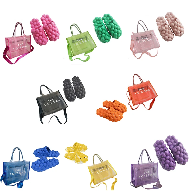 2022 Летняя женская розовая, зеленая, размер 8, блестящая, личи, пузырьки со стразами и прозрачная пляжная сумка-тоут из ПВХ