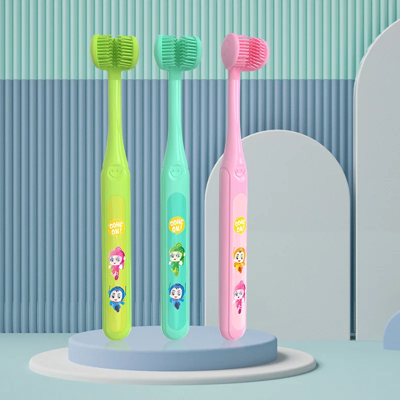 Baby triple-angle 3 sided training toothbrush for toddler