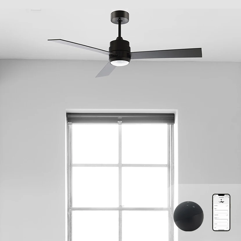 High End DC Motor Ceiling Fan with Light Smart Voice Alexa Goolgle Assistant Control Energy Saving Slient Fan Wholesale