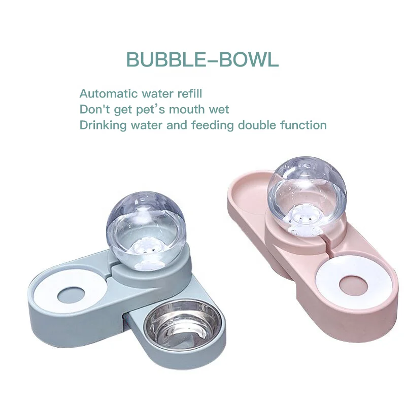 hot sale spherical water storage collapsible adjustable Angle automatic water feeding food bowl water bowl two bowls for pets