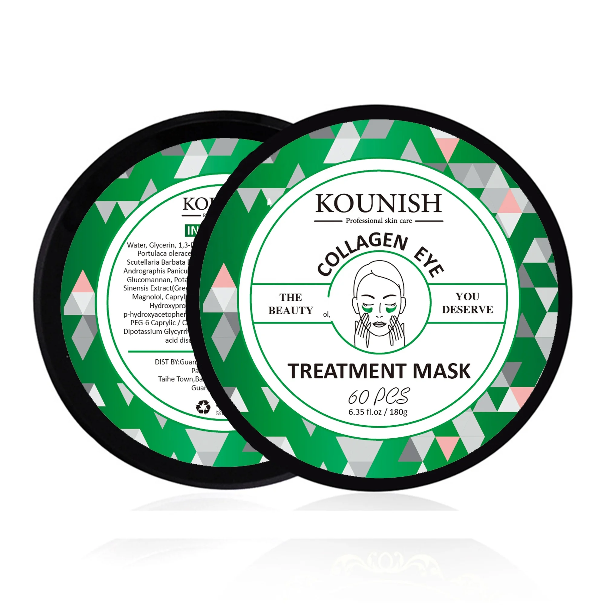 Гидрогелевая маска для ухода за темными кругами под патчами от частного бренда, прозрачная коллагеновая маска для глаз с зеленым чаем