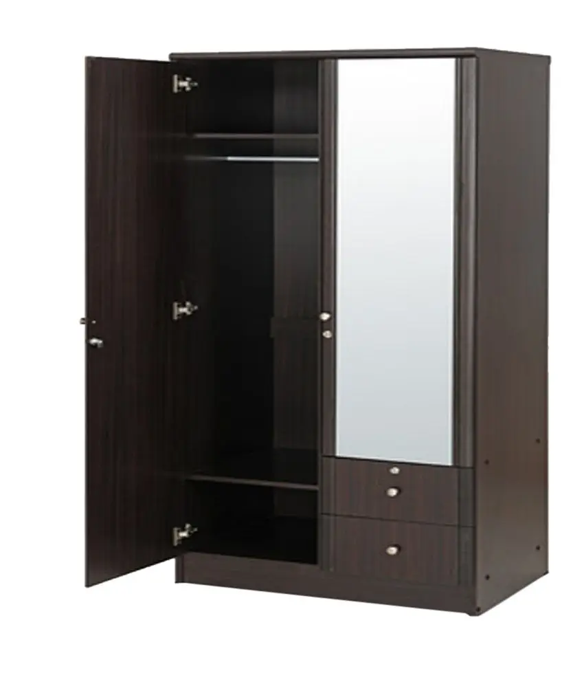 Wooden 2 Door Wardrobe with Mirror MDF Board Closet Wardrobe Bedroom Furniture Modern Design Furniture