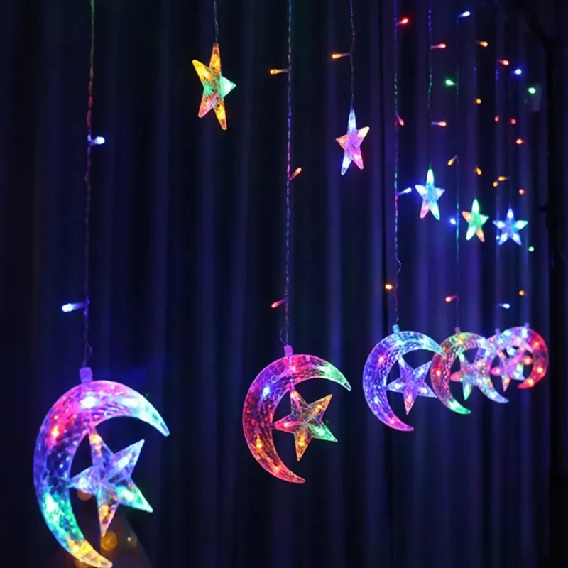 Led 6 Star 6 Moon Star Light For Decoration 8 Function Socket String Night Light