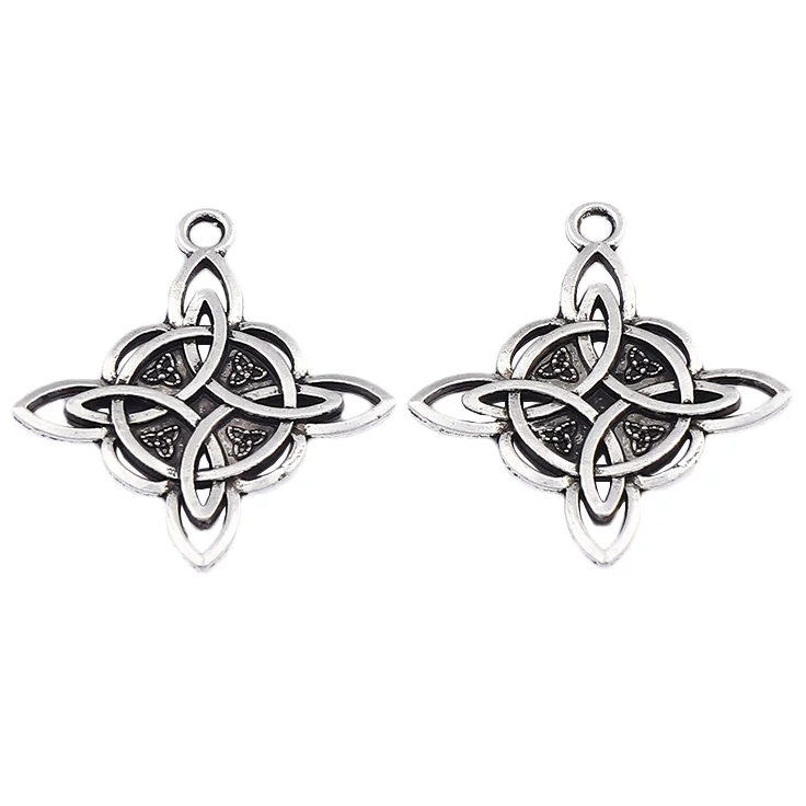 Antique Silver Celtic Knot Witches Protection Knot Magic Knot Charms Pendants 2 Sided For Jewelry Making