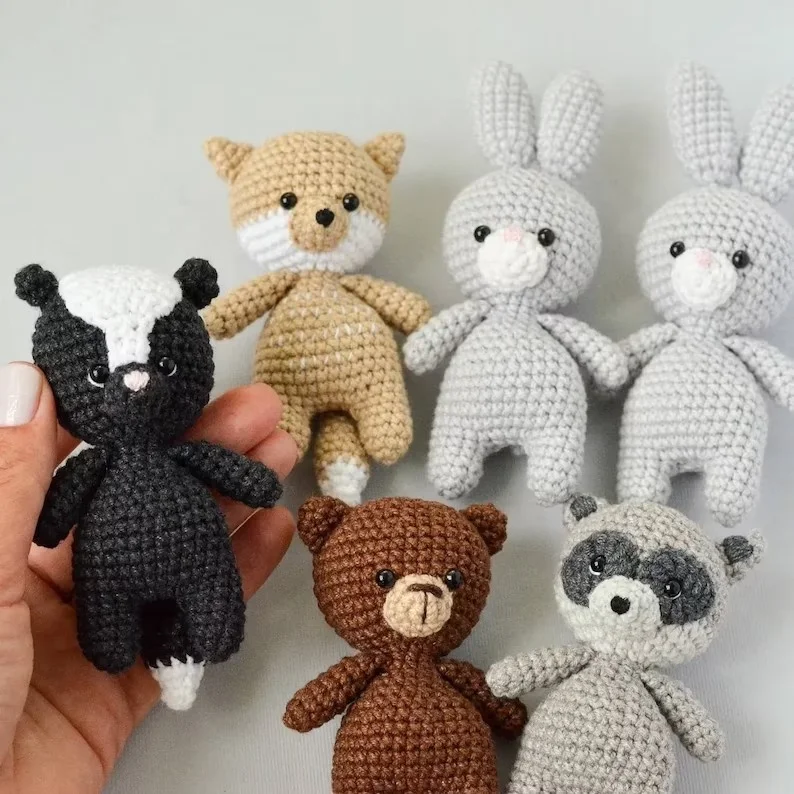 Hot Sale Customized  Animal Rabbit Baby Rattle Crochet Knit Bunny Teething Sensory Toys for Babies