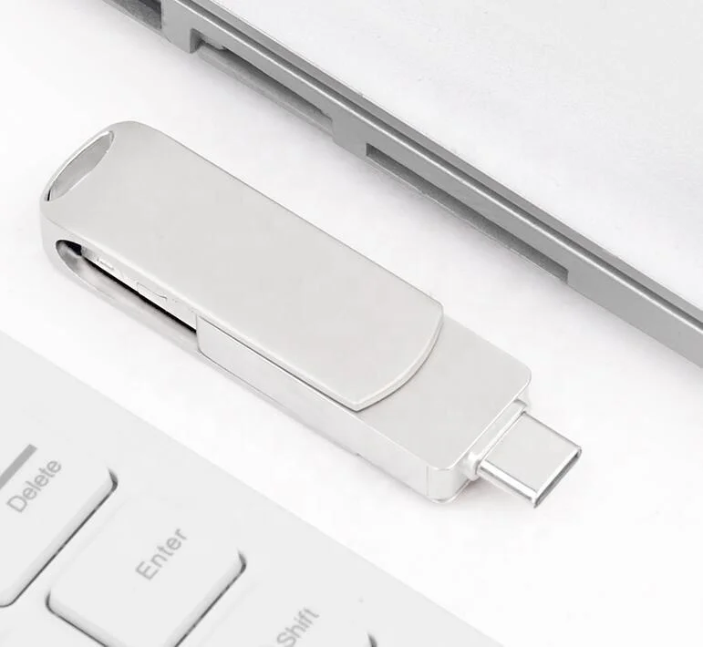 factory price 3in1 three-in-one U disk OTG for type-c Apple mobile phone usb flash drive 16G metal rotating gift U disk 64G