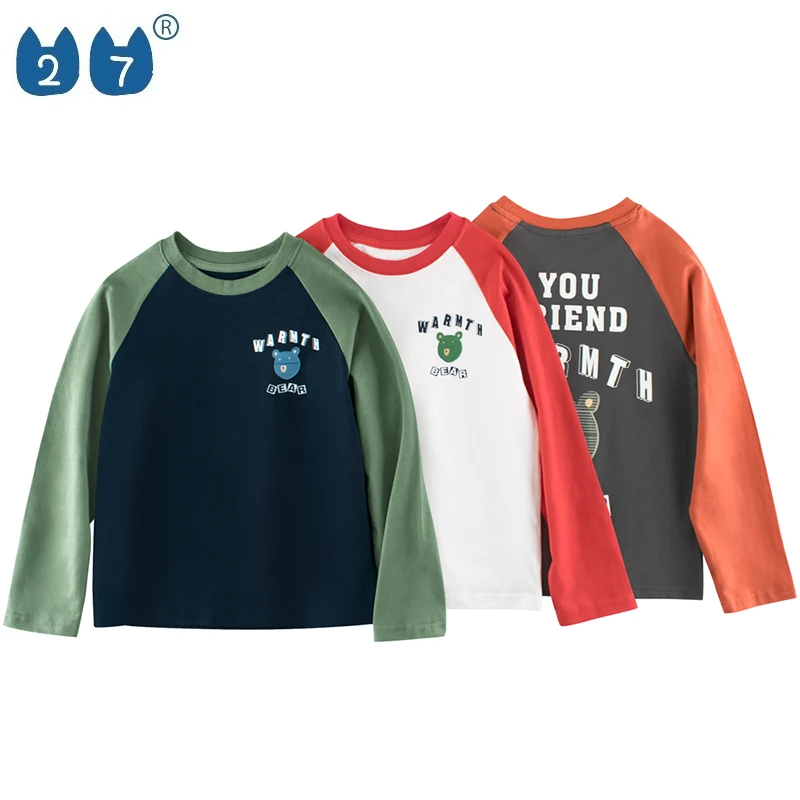 High Quality Long Sleeve T-shirt O-Neck New Design Soft Cotton Shirt for Kids Boys Girls