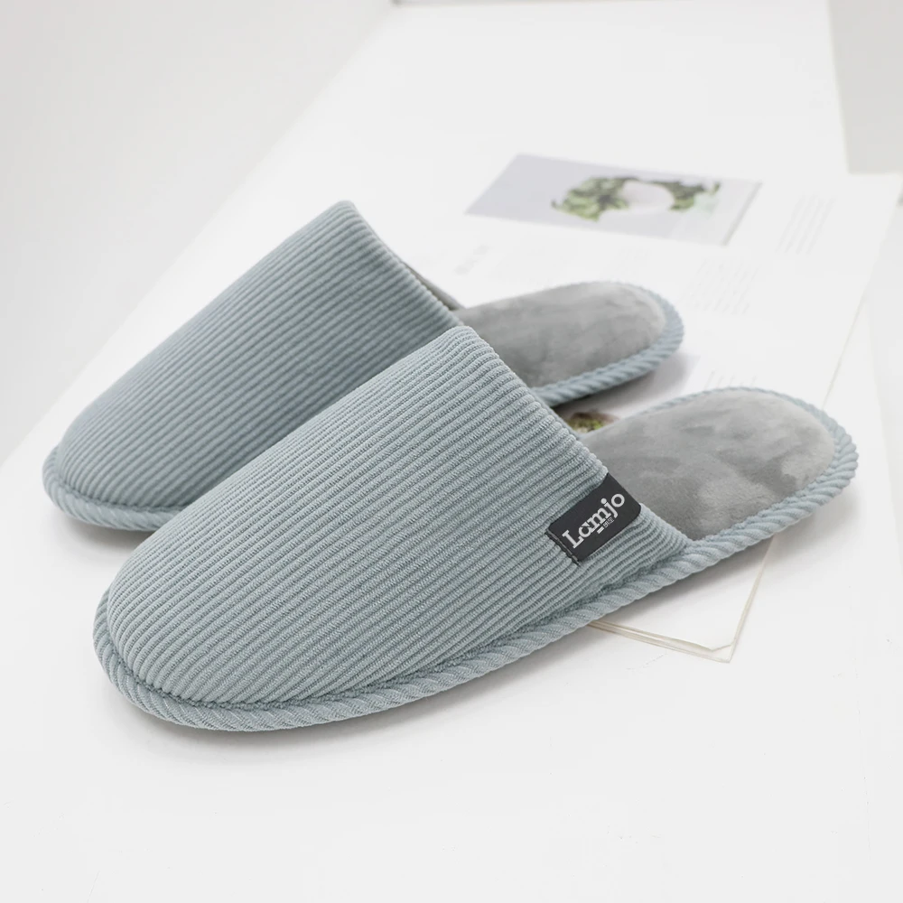 Wholesale Custom Men Winter Warm Home Indoor Fuzzy Plush Flat Soft Sole Memory Foam Slippers For Hotel