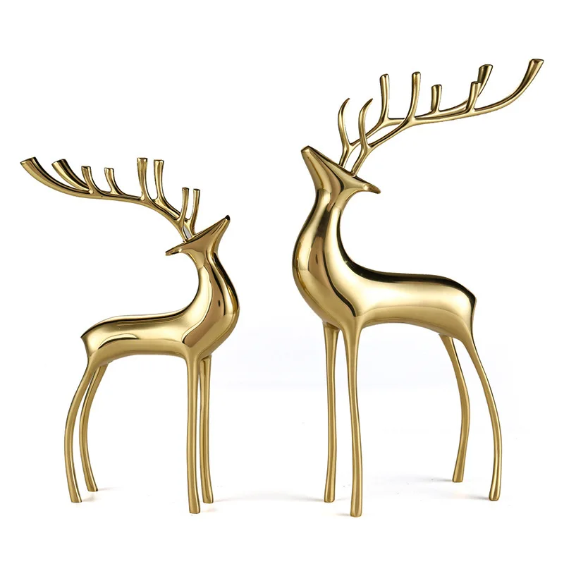 Luxurious Copper Deer Decorative Objects Modern Art Home Decoration for Living Room Gift Idea for the Living Space
