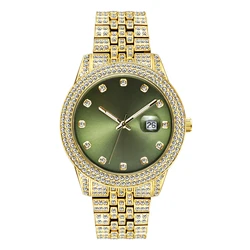 New Iced Out Watch Bling Bling Watch Quartz Gold Hip Hop Wrist Watches With Micro Pave Cz Stainless Steel Wristband Clock Hours