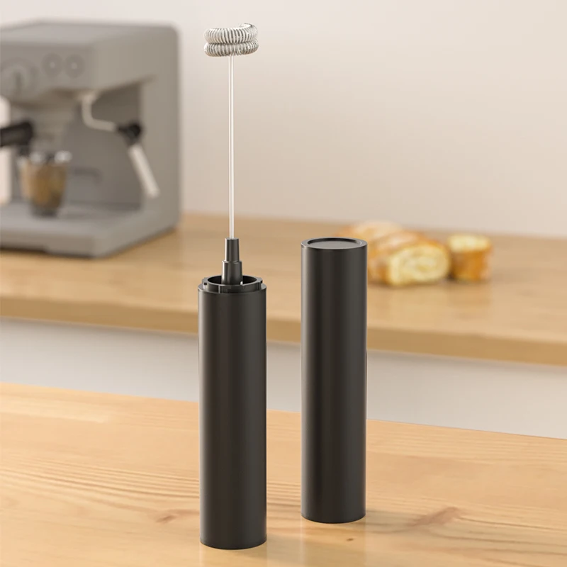 Portable Black Automatic Stainless Steel USB Rechargeable Handheld Electric Milk Frother for Coffee