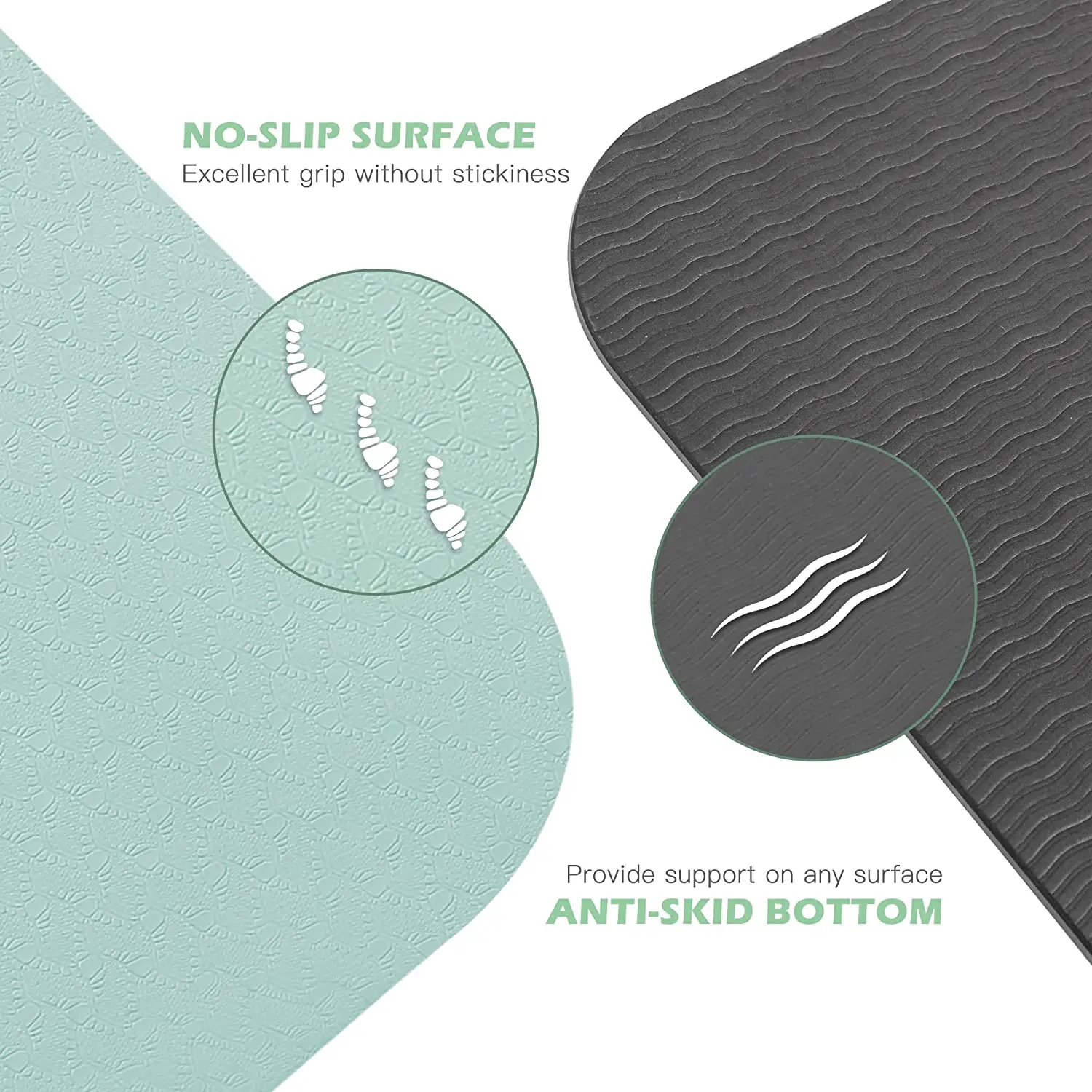 WOQI environmentally friendly TPE yoga mat is non slip with a large fitness pad, perfect for barefoot sports