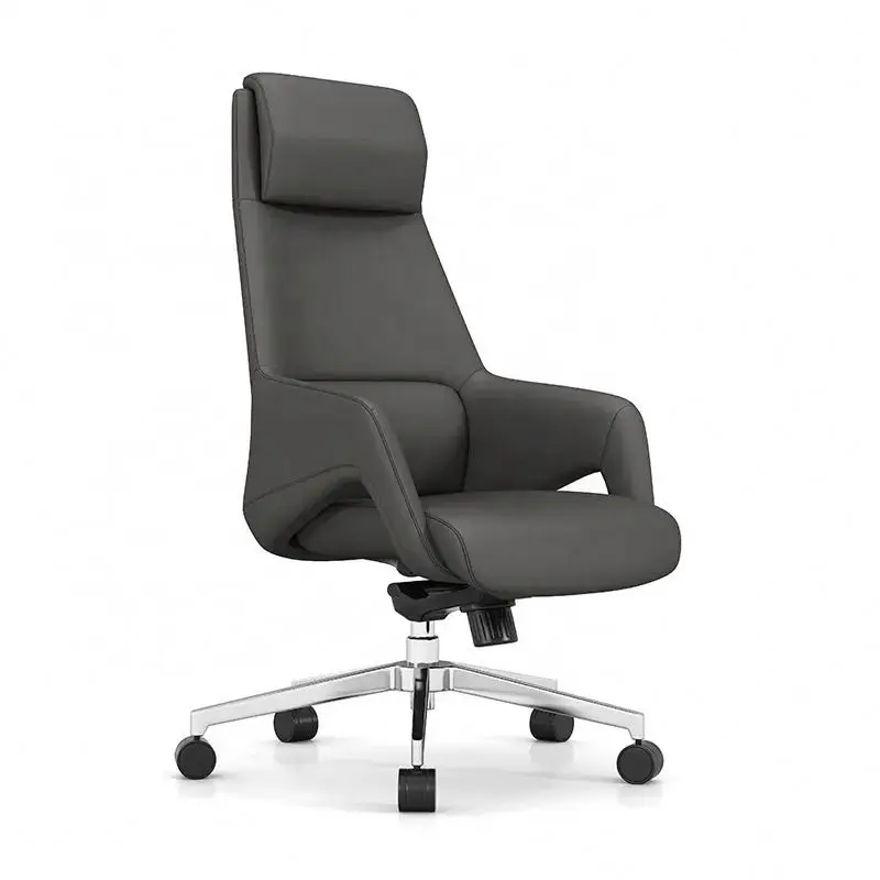 Factory Modern Design Egypt Executive Luxury Boss Meeting Room Ergonomic Swivel PU Leather Grey Office Chair with Pillows