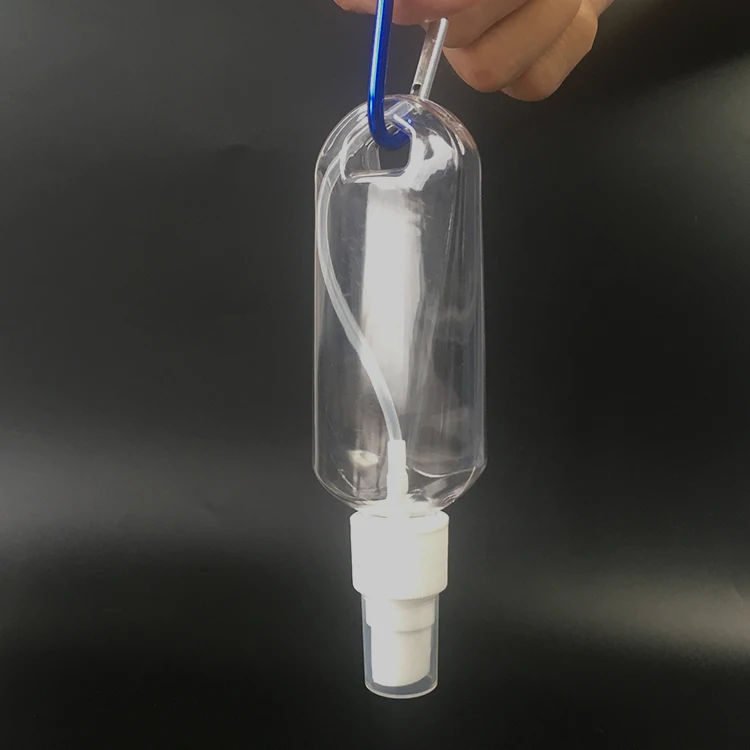 Custom Logo Keychain Spray Bottle 30ml 60ml Empty Alcohol Manufacturing Plastic Hand Sanitizer Bottle