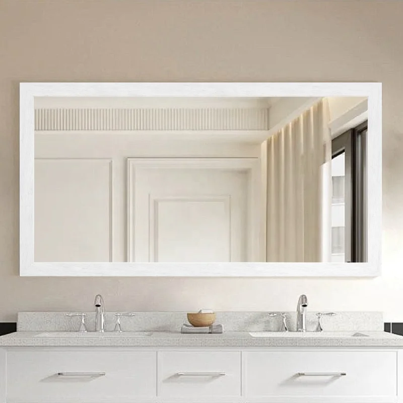 Factory Direct Sell Rectangle Modern PS wood Framed Decorative Wall Mounted Bathroom Mirror For Home Hotel Decor