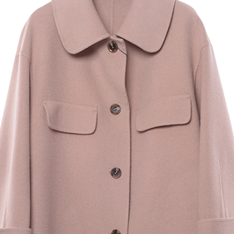 Wholesale elegant JTF slits woolen long coat for women handmade wool spring girls loose  coat