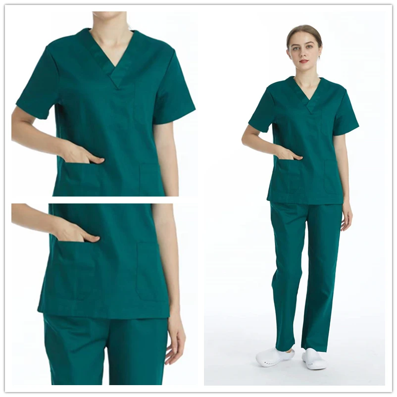Wholesale High Quality 100% Cotton Uniforms Nursing Scrubs Suit Hospital Staff Work Cloth Scrubs Sets