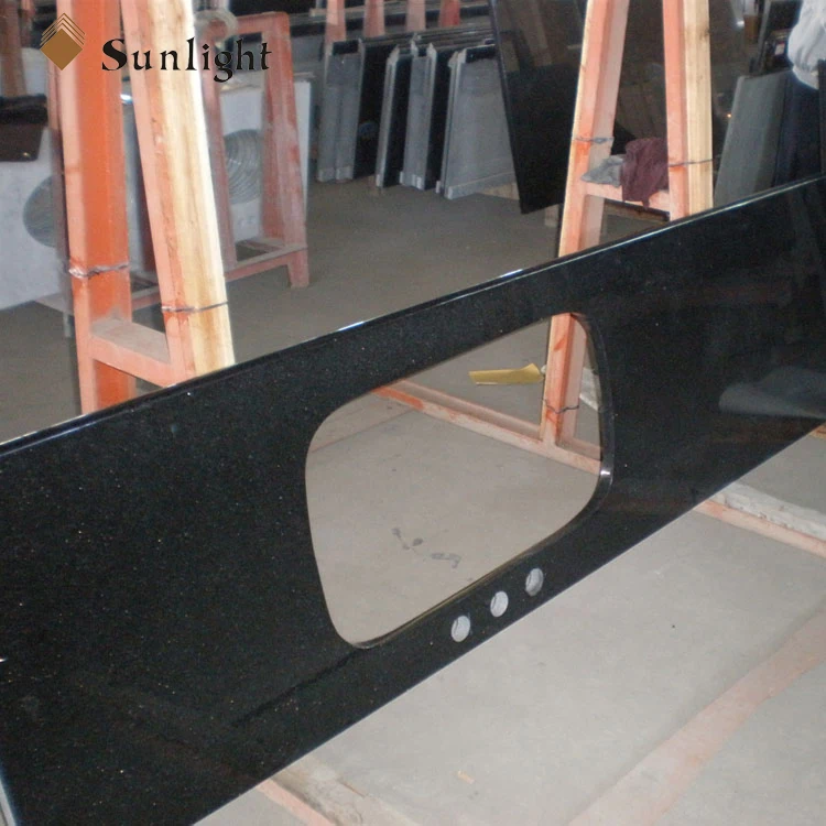 Customized Size Countertops High Quality Black Galaxy Worktop Solid Surface Kitchen Counter Tops