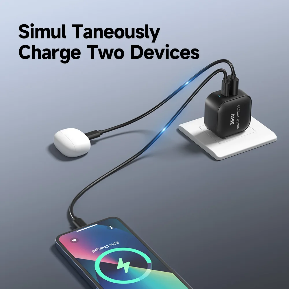 Сверхбыстрое зарядное устройство 35 Вт для мобильного телефона samsung iphone 1a1c gan смартфонов Huawei и Xiaomi