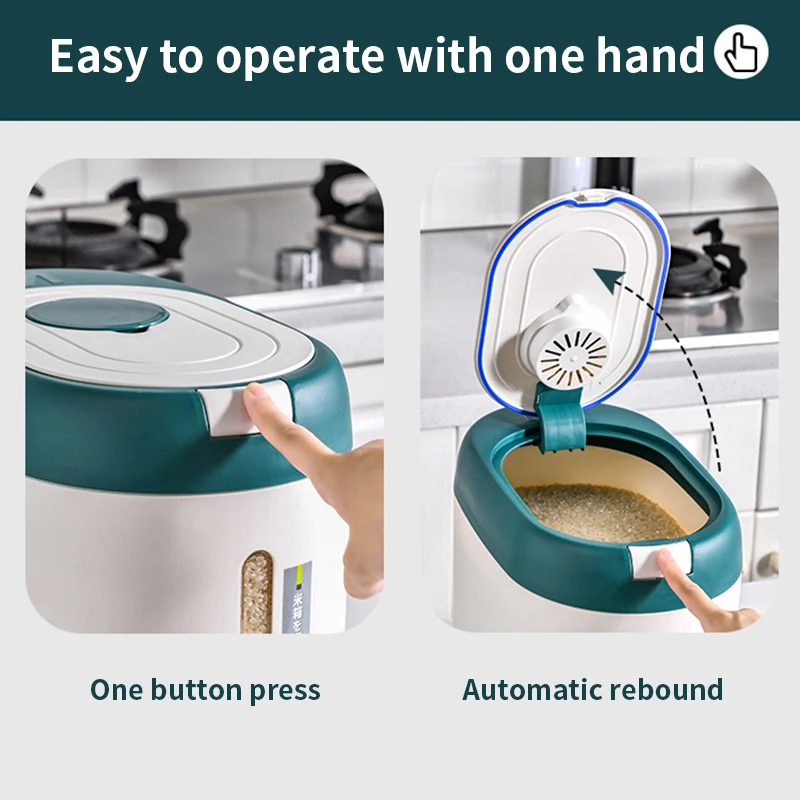 Wholesale 10KG 20KG Kitchen Plastic storage container Moisture-Proof Insect-Proof Airtight Rice Bin Food Storage Container