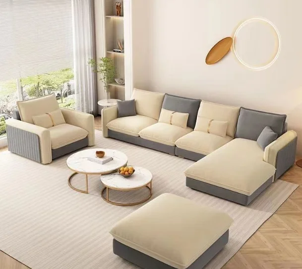 Nordic Modern Home Furniture Fabric Sectional Corner Couch Chaise Longue Combination Bed Living Room Sofa Set Designs