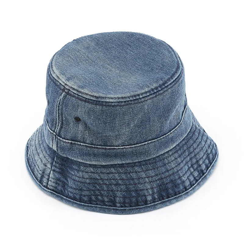Wholesale Blank Designer Plain Blue Jean Washed Custom Denim Bucket Hat