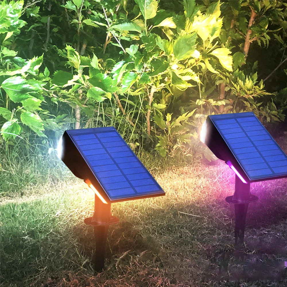 Outdoor Waterproof IP65 Adjustable Landscape Spotlight Wireless Garden Lamp Lawn RGB Lawn Courtyard Spotlight led solar light