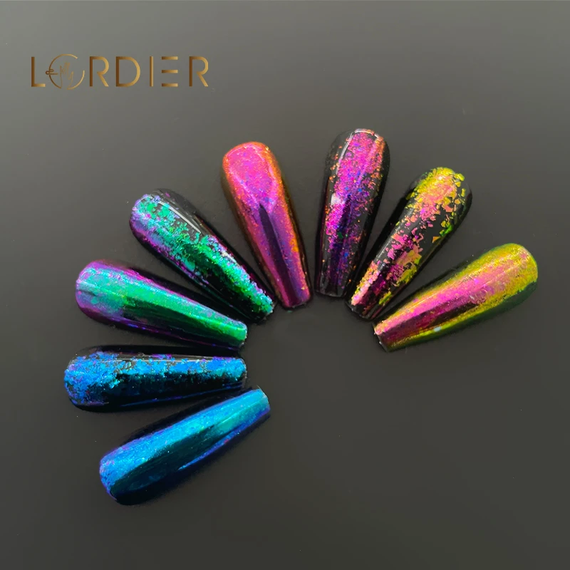 0.2G Chameleon Flakes Nail Glitter Sequins Mirror Chrome Pigment Flakes Nail Art Irregular Powder Nail Flake