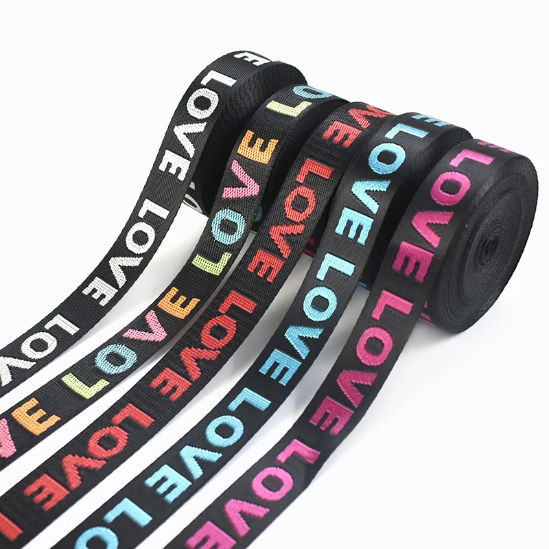 Meetee RD015 25/38mm Garment Decoration DIY Sewing Accessories Bag Shoulder Strap Nylon Jacquard Webbing Tape LOVE Ribbon
