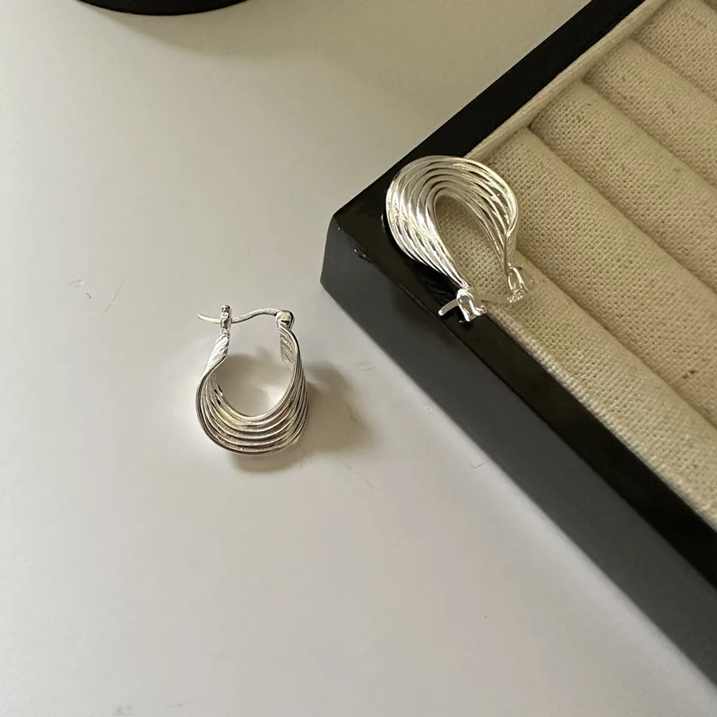 Wholesale South Korea S925 Sterling Silver INS Fashion Huggie Earrings for Women