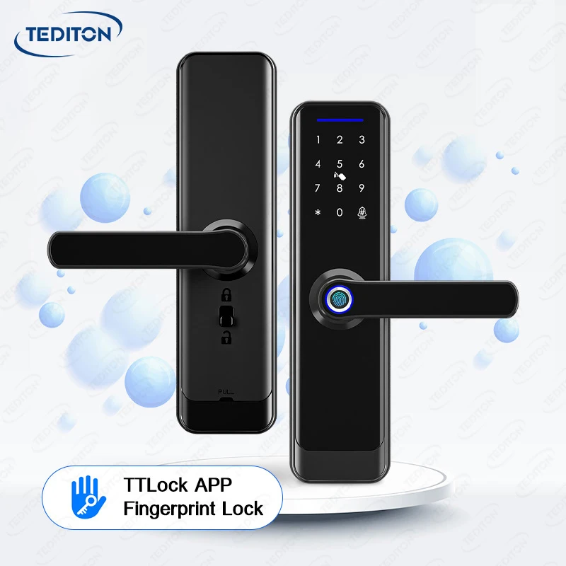 Tediton High Security Electric Digital Fingerprint Smart Door Lock Tuya APP TTLOCK Wifi Lock
