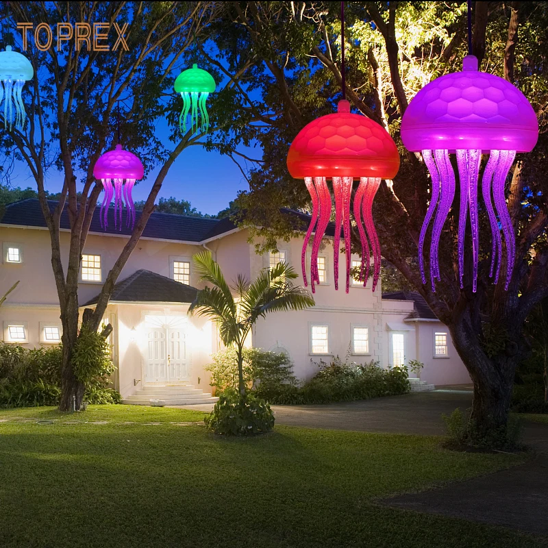 Led Outdoor Acrylic Jellyfish Garden Aquarium Marine Park Romantic Decoration Suspend Jellyfish Lighting Landscape Lamp