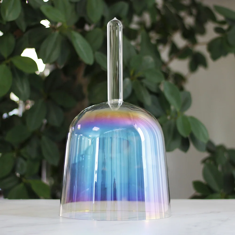 3' - 9' handle crystal singing bowl rainbow 7  colors gold platinum titanium plated 432 HZ 440 HZ C D E F G A B C Note