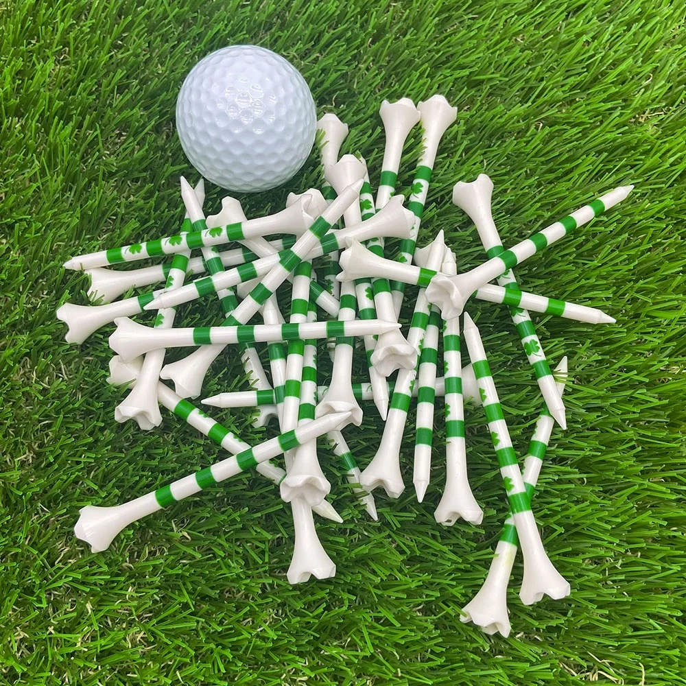 Wholesale 3 1/4 inch 83mm Four Prongs Golf Tee with Four-leaf clover Printing Golf Ball Holder Golf Training Practice tees