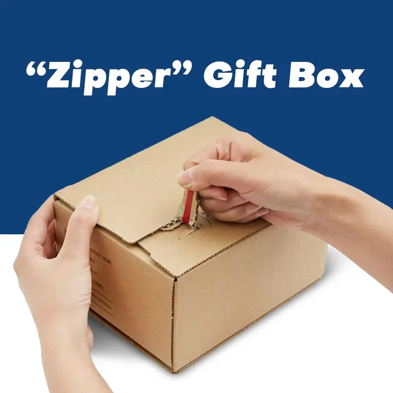 Wholesale Zipper Carton Box Shipping Corrugated Cardboard Storage Carton Box with Zipper Tear Strip