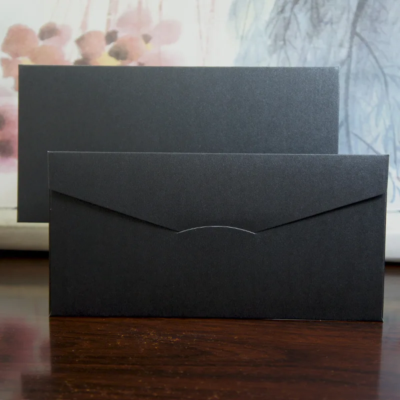 New Design Custom Logo Seal Closure Hot Stamp Gold Foil Logo Print Paper Envelopes  Wedding Invitation Pearlescent