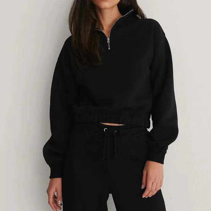 Premium Women Lounge wear Sets Plain High Street Sports Wear 2 Piece Crop Hoodie Set Women Jogger Set