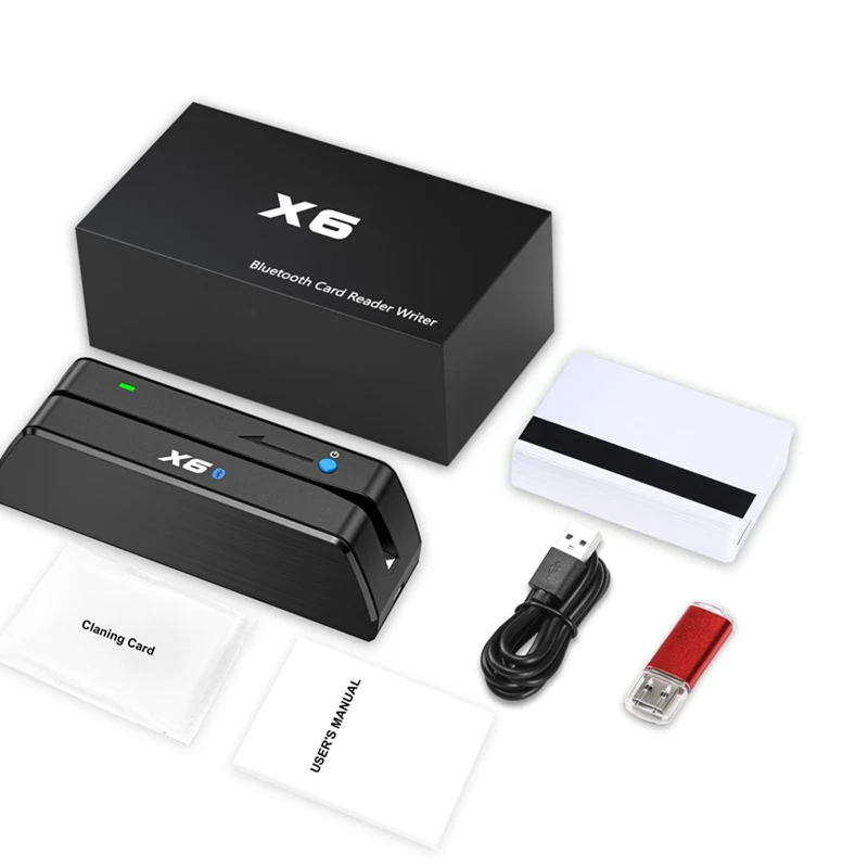 MSRX6 BT with wireless Magnetic Card Reader Writer USB Type C HiCo Loco All 3 Tracks
