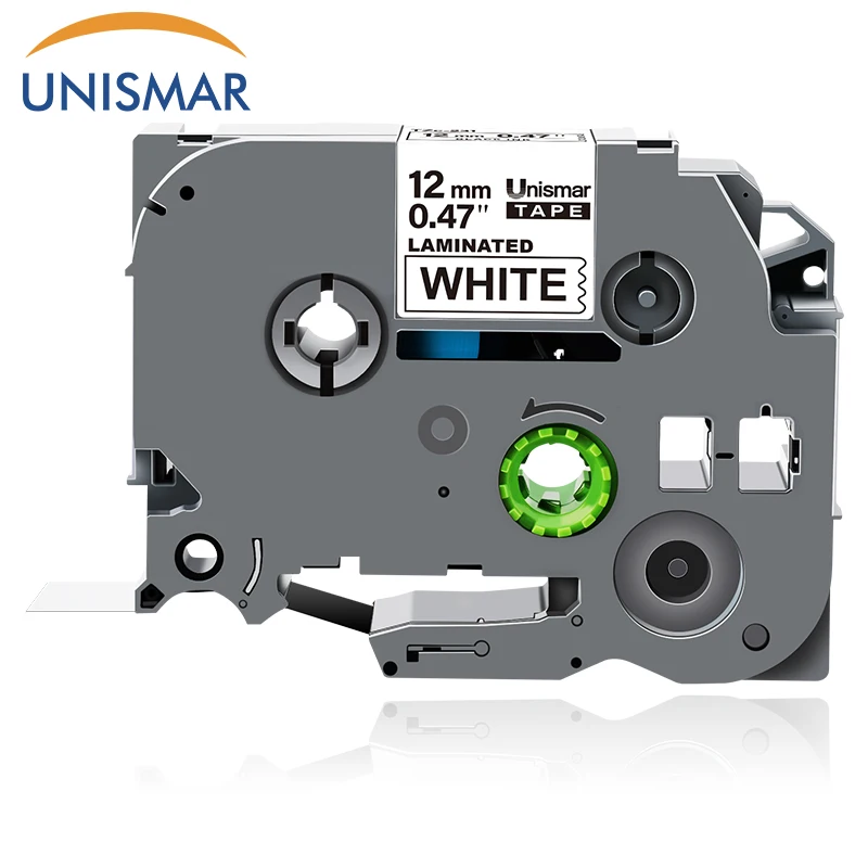 12 мм Tze-231 Совместимость Брат TZe-231 tze 231 12 мм черный на белом фоне ламинированные TZ лента