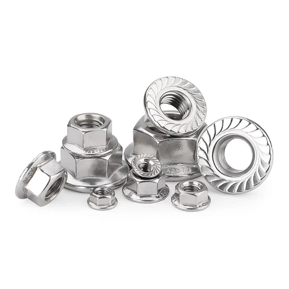 Din6923 304 Plain Finish M6-1mm Serrated Hex Flange Nuts Titaniumtitanium 5/16 Locking Flange Nut M10 With Small Flange