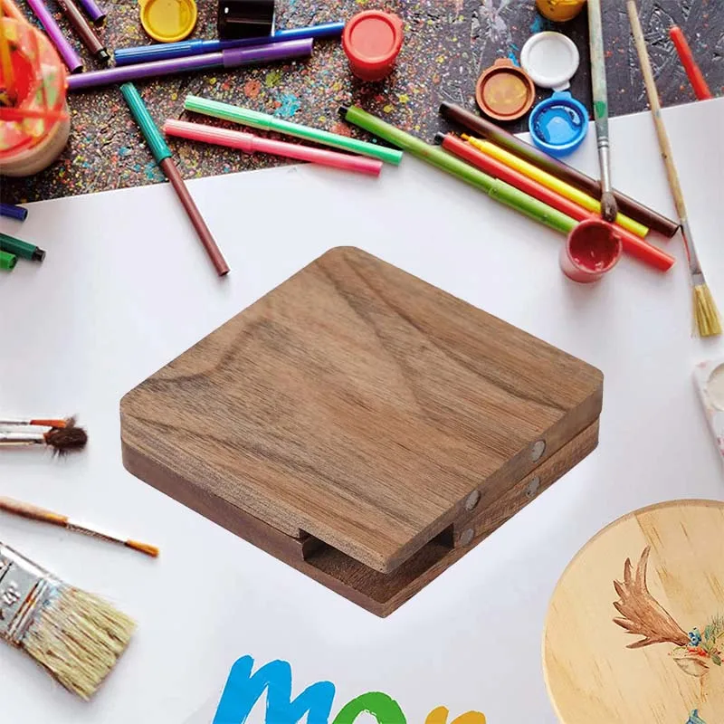 Wooden Mini Travel Paint Palette 15 Grids Magnetic Palette Box for Watercolor Painting Paint Saver with Lid and Mixing Tray