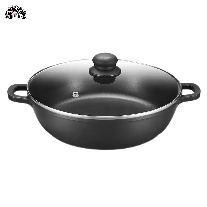 Large heavy duty aluminum casserole 28cm die-cast aluminum stockpot with glass lid