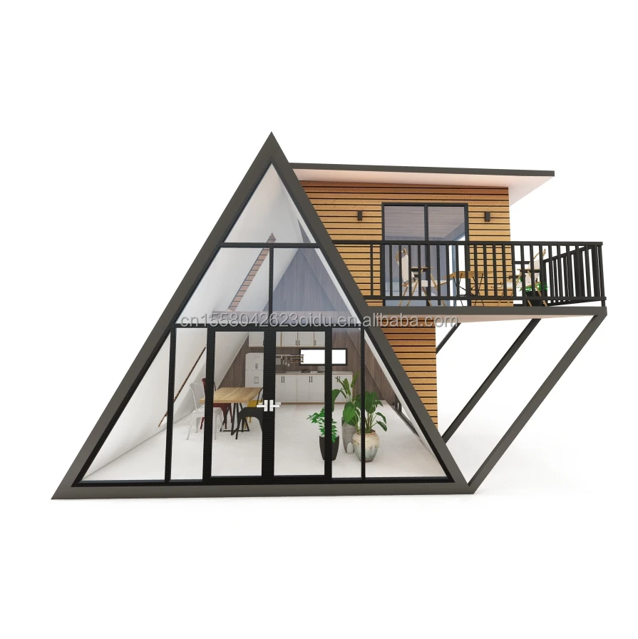Triangle Shape Structure Prefab Container House Two Bedroom One Bath Kitchen Triangle House A Frame House Kit For living Hotel