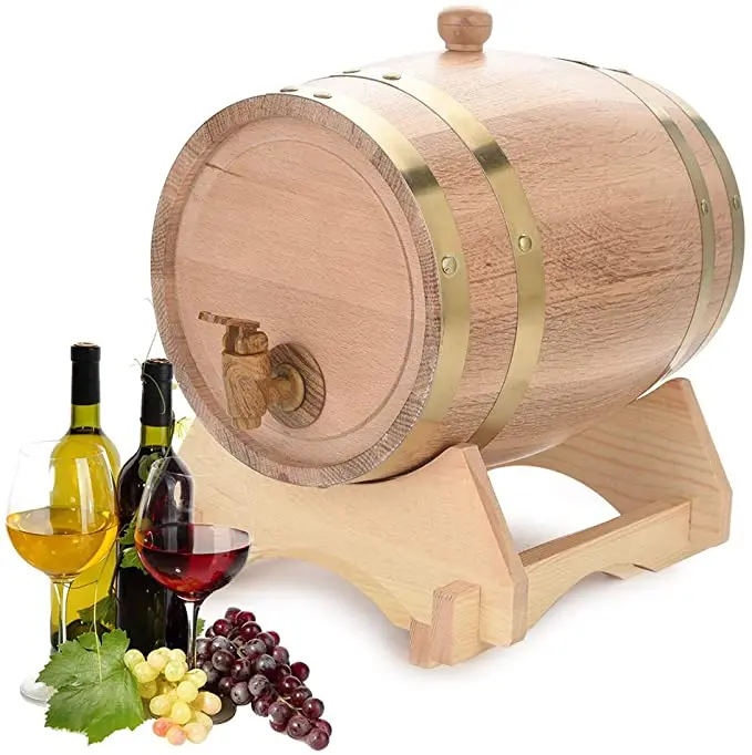 American Oak Wooden Handmade Customized Logo Beer Barrel American Oak Wooden Whiskey Wine Barrel with Stainless Steel Liner Ws