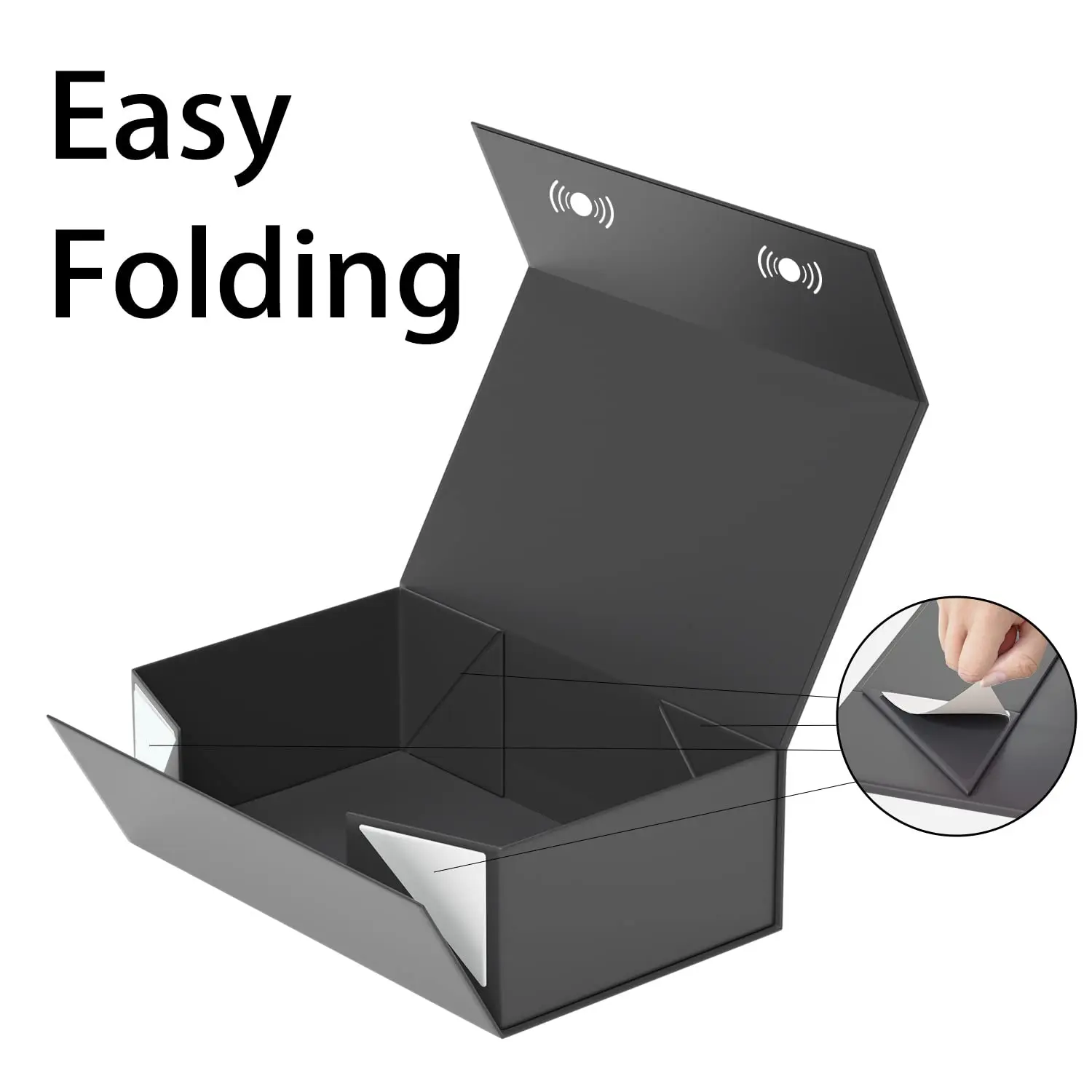 Luxury Custom Black Foldable Magnetic Cardboard Paper Gift Packing Clothing Box With Magnetic Lid