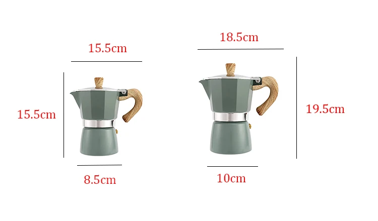 New Design Easy Operate Wood Grain Handle Commercial Espresso Coffee Maker Moka Pot