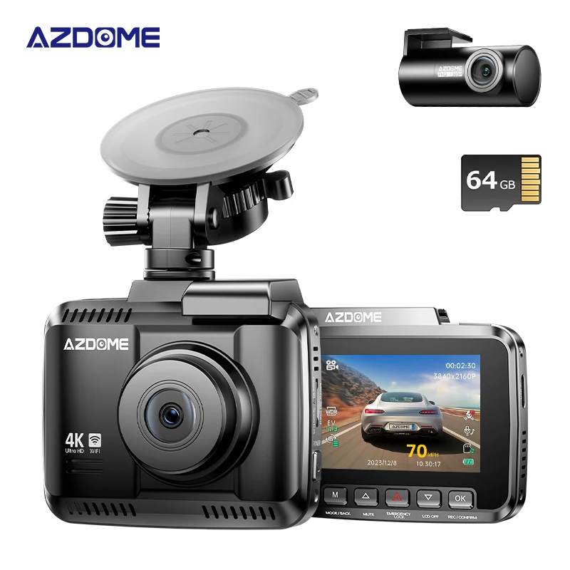 AZDOME GS63H Pro 4K Dash Cam 2.4'Screen GPS Wifi Bluetooth 4K+1080P Dashboard Camera Super Night Vision Camcorder Car Black Box